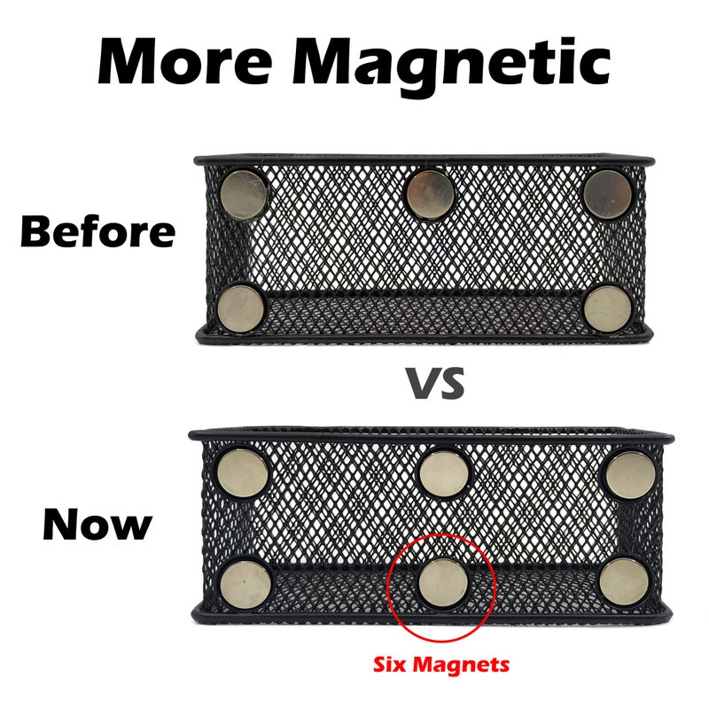 EASEPRES Magnetic Pencil Holder Set of 3 - Black Wire Mesh Storage Baskets Organizer with Strong Magnets - Perfect for Whiteboard, Refrigerator and Locker Accessories - Image 3